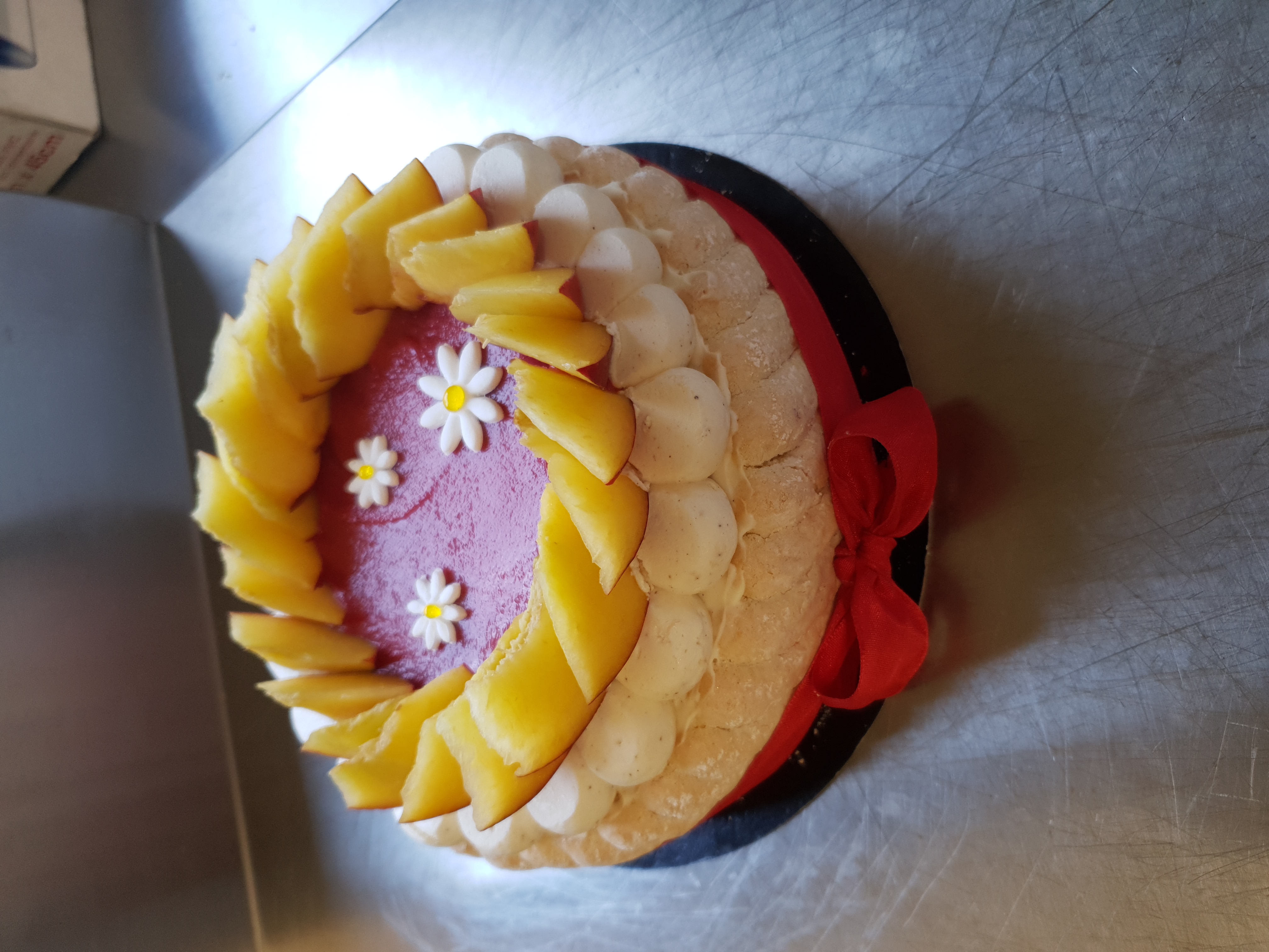 Charlotte pêche framboise vanille